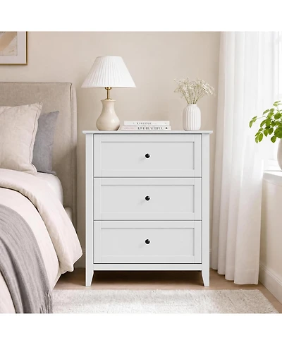 Gaomon 27.5" 3-Drawer Dresser with Lacquered Finish and Gold Knobs