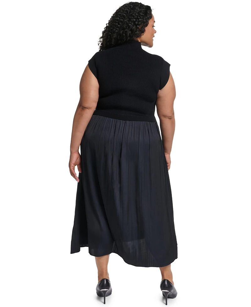 Vince Camuto Plus Velvet Mock-Neck Sleeveless Dress