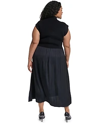 Vince Camuto Plus Velvet Mock-Neck Sleeveless Dress