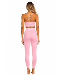 La Moda Clothing Women's Seamless Activewear Set - Cross-Back Sports Bra and High-Waisted Compression Leggings