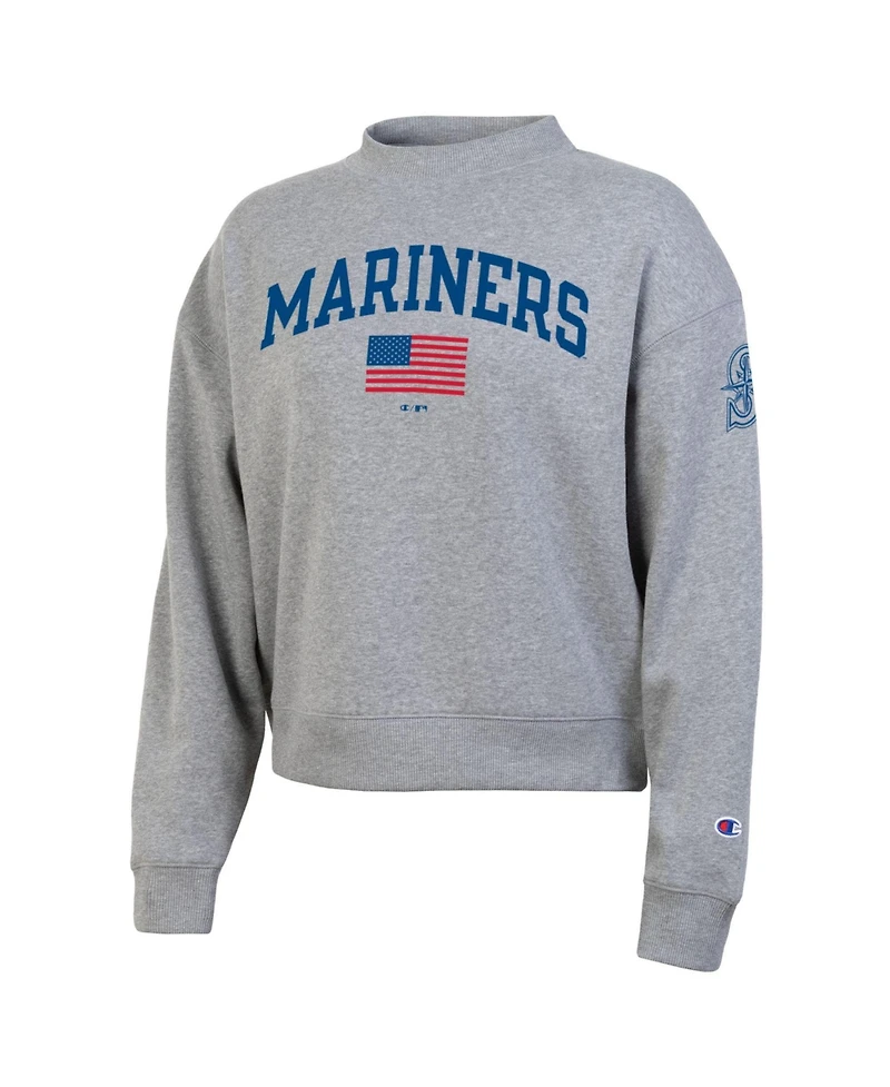Champion Women's Seattle Mariners Americana Triumph Fleece Tri-Blend Graphic Sweatshirt