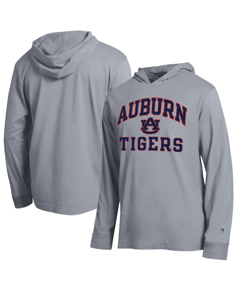 Champion Men's Heather Gray Auburn Tigers High Motor All-Star Long Sleeve Hooded T-Shirt
