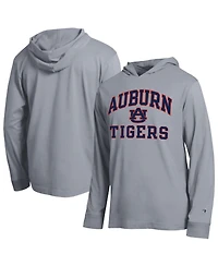 Champion Men's Heather Gray Auburn Tigers High Motor All-Star Long Sleeve Hooded T-Shirt
