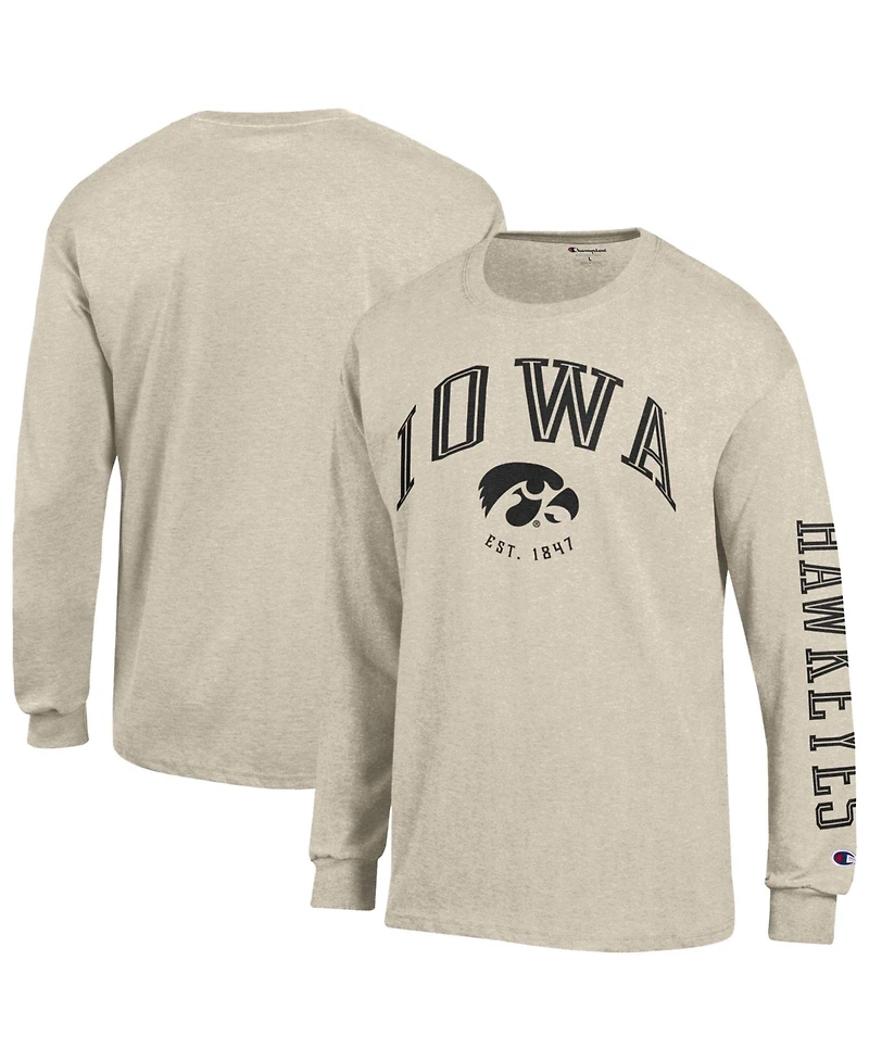 Champion Men's Iowa Hawkeyes Neutral Arch Long-Sleeve Classic-Fit T-Shirt