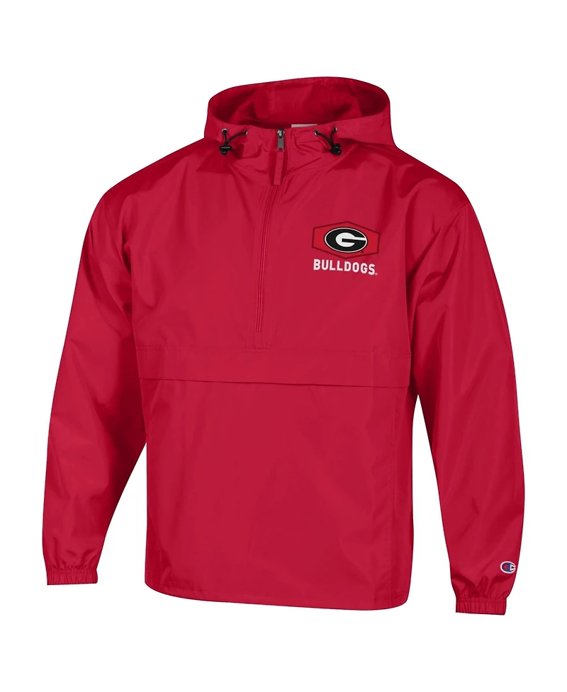 Champion Men's Red Georgia Bulldogs Delay Packable Half-Zip Jacket