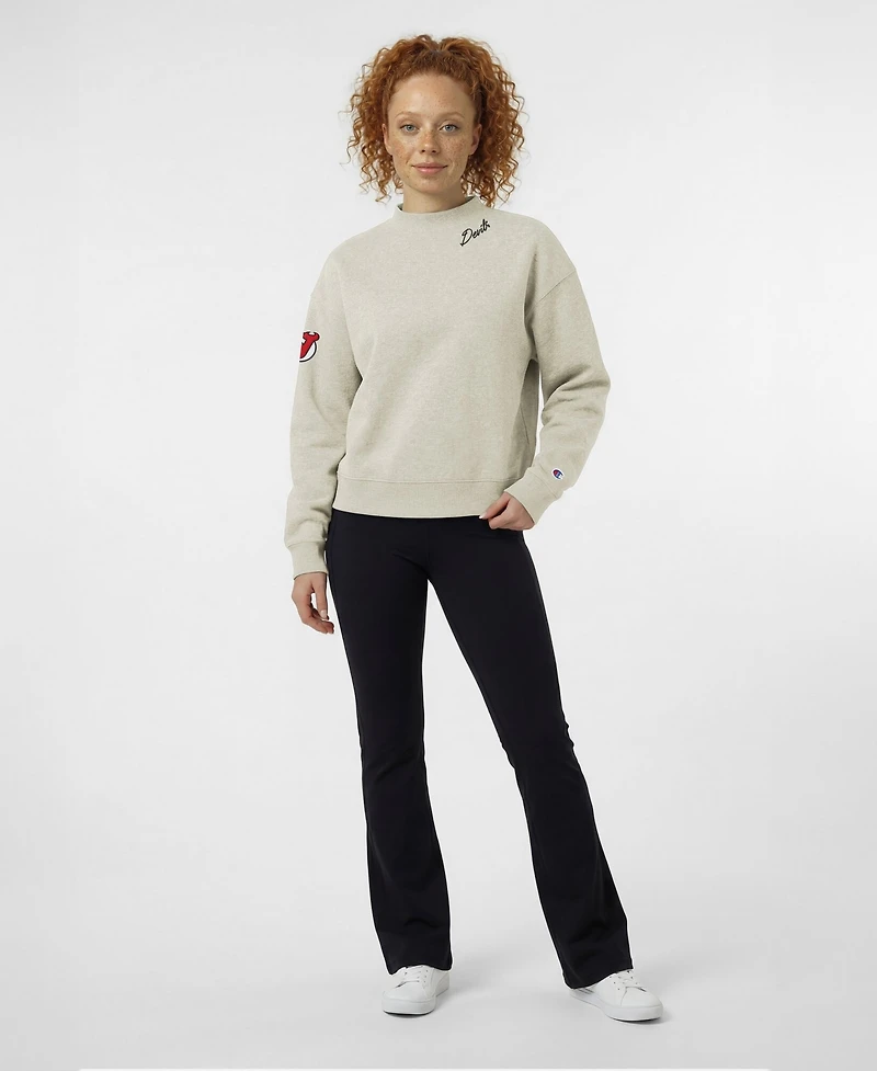 Champion Women's New Jersey Devils Collar Script Triumph Fleece Pullover Crewneck Sweatshirt