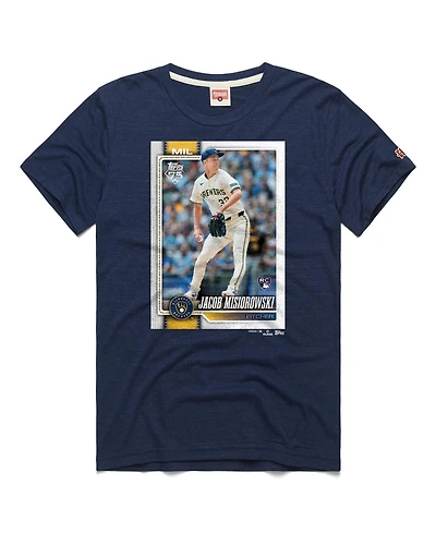 Homage Men's Jacob Misiorowski Milwaukee Brewers Topps Baseball Card Tri-Blend T-Shirt