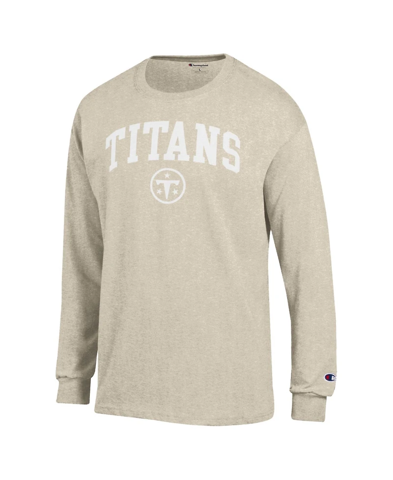 Champion Men's Heather Oatmeal Tennessee Titans White Ink Jersey Long Sleeve T-Shirt