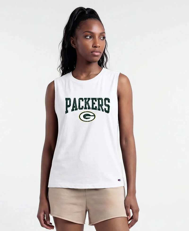 Champion Women's Green Bay Packers Sleeveless Distressed Muscle Tank Top