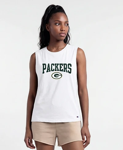 Champion Women's Green Bay Packers Sleeveless Distressed Muscle Tank Top