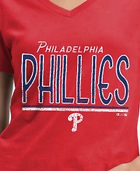 Champion Women's Philadelphia Phillies Core V-Neck Cotton-Polyester Blend T-Shirt