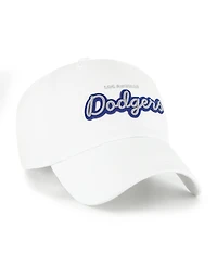 '47 Brand Women's White Los Angeles Dodgers Trendy Script Clean Up Adjustable Hat