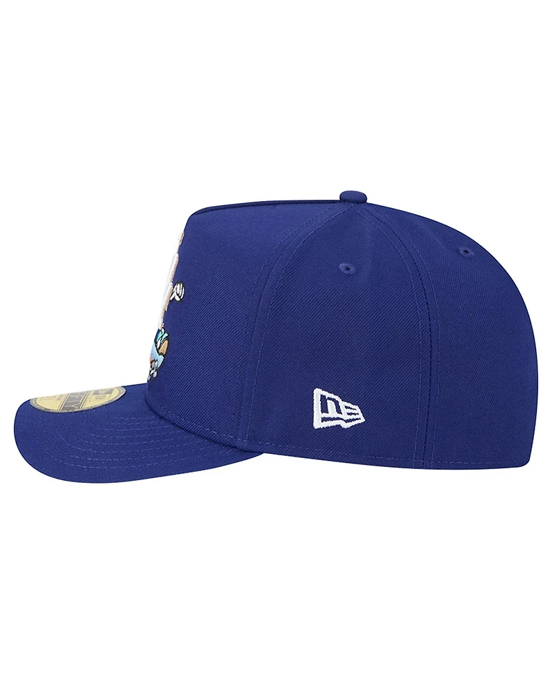 New Era Men's Dark Blue Los Angeles Dodgers Cartoon A-Frame 59FIFTY Fitted Hat