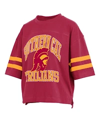 Pressbox Women's Usc Trojans Wayne Tyler Cropped Oversized Crewneck T-Shirt