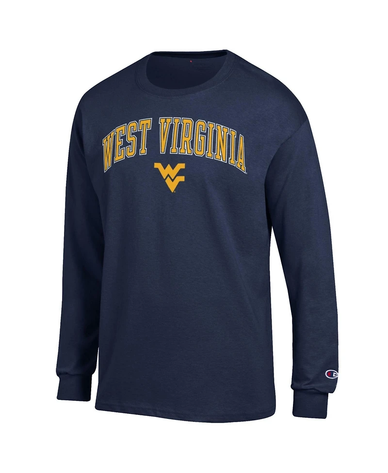 Champion Men's West Virginia Mountaineers Arch Over Logo Long-Sleeve Crewneck T-Shirt