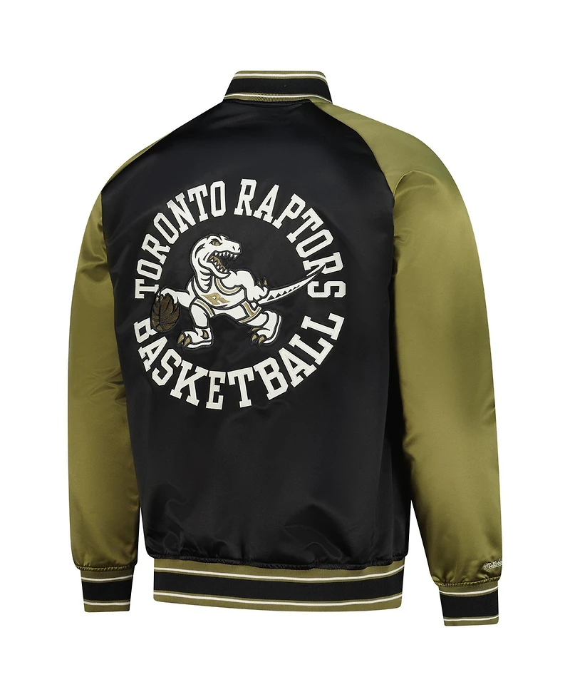 Mitchell & Ness Men's Olive/Black Toronto Raptors Clutch Satin Raglan Full-Snap Jacket