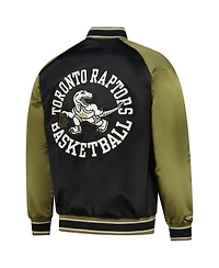 Mitchell & Ness Men's Olive/Black Toronto Raptors Clutch Satin Raglan Full-Snap Jacket