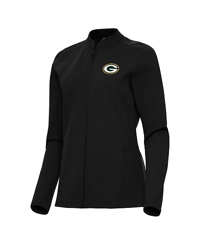 Antigua Women's Black Green Bay Packers Regard Full-Zip Jacket