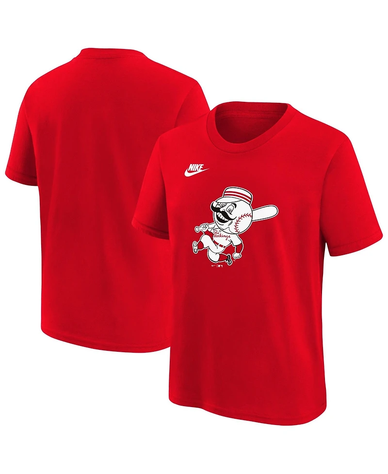 Nike Big Boys and Girls Red Cincinnati Reds Cooperstown Collection Team Logo T-Shirt