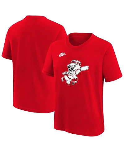 Nike Big Boys and Girls Red Cincinnati Reds Cooperstown Collection Team Logo T-Shirt