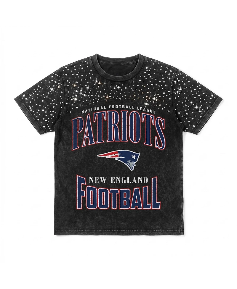 Gameday Couture Women's New England Patriots the Zone Washed Micro Rhinestone T-Shirt