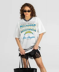 Gameday Couture Women's Los Angeles Chargers Squad Mentality Mesh Relaxed-Fit V-Neck Jersey