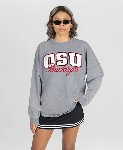 Gameday Couture Women's Ohio State Buckeyes Long-Sleeve Oversized Snow Wash T-Shirt