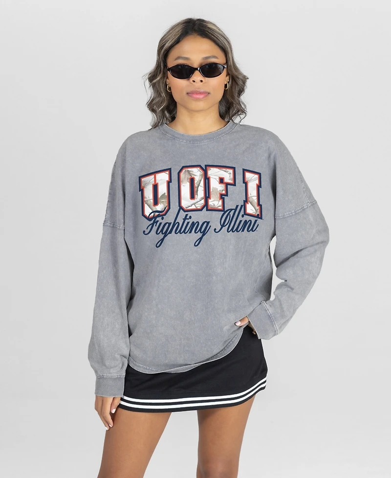 Gameday Couture Women's Illinois Fighting Illini Oversized Dropped-Shoulder Long Sleeve T-Shirt