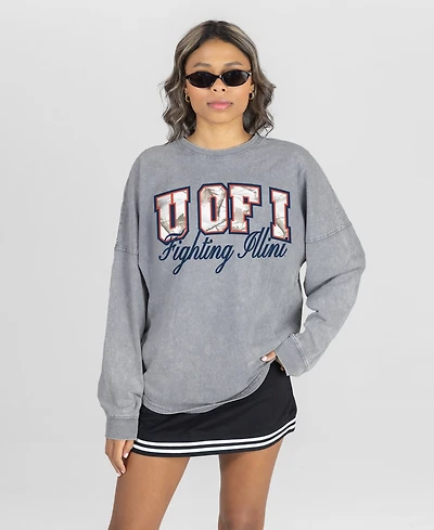 Gameday Couture Women's Illinois Fighting Illini Oversized Dropped-Shoulder Long Sleeve T-Shirt