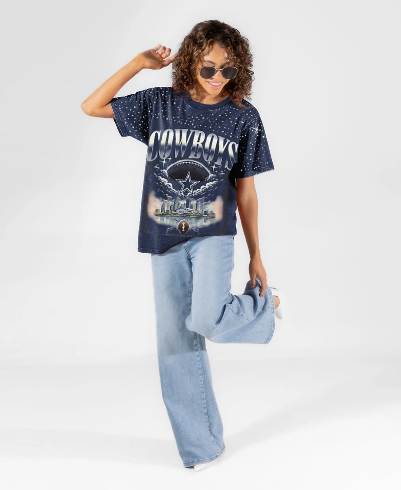 Gameday Couture Women's Dallas Cowboys Sky's the Limit Washed Micro Rhinestone T-Shirt