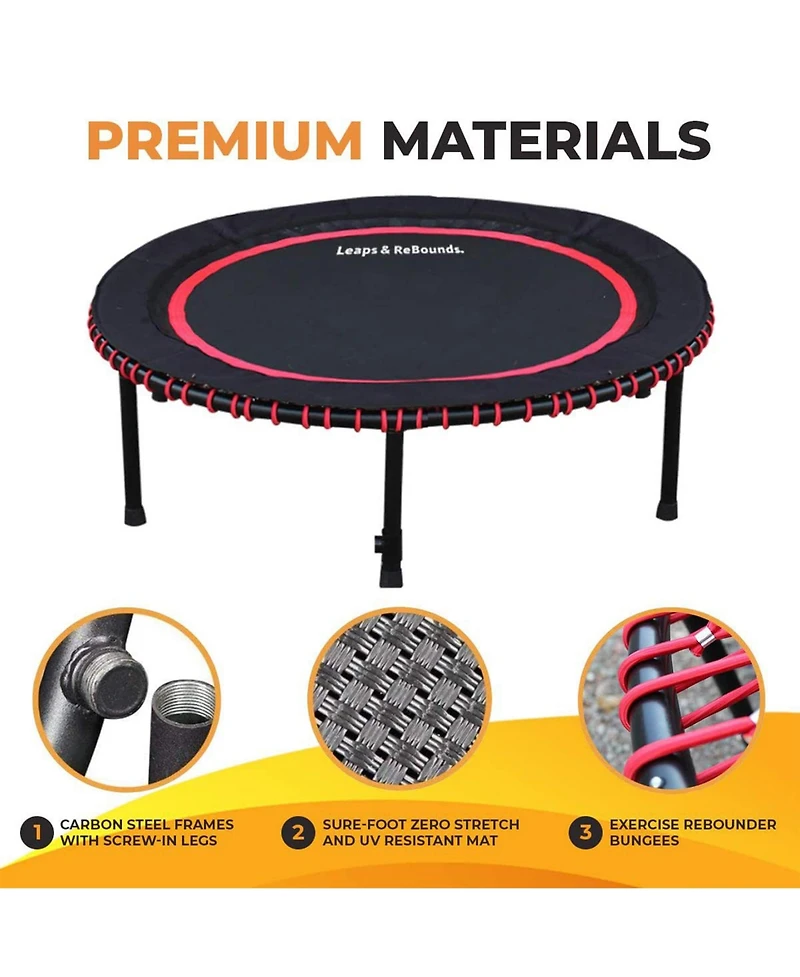 Leaps and Rebounds 40" Mini Fitness Trampoline and Rebounder Gym Equipment, Orange