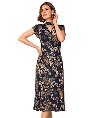 Alie Street London Women's Choker Keyhole Midi Dress Floral Skirt