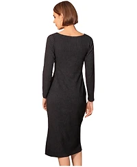 Alie Street London Women's Ribbed Midi Knit Sheath Dress