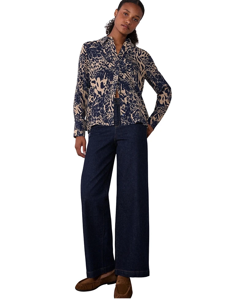 Whistles Women's Patchwork Leopard Print Shirt