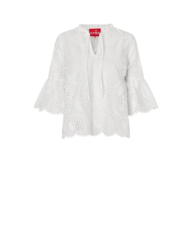 Cras Women's Briza Eyelet Tie Neck Blouse