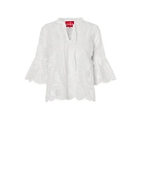 Cras Women's Briza Eyelet Tie Neck Blouse