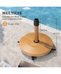 Pellebant 55lbs Round Concrete Market Umbrella Base With Wheels