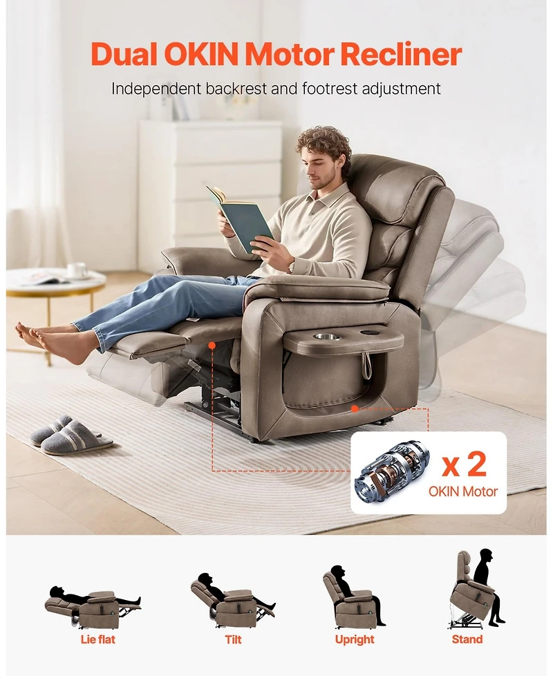 Sugift Dual Motor Power Lift Recliner Chair for Elderly with Heat and Massage 350 Pound Capacity