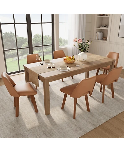 homfan Dining Chairs of 6, Pu Leather Upholstered Chairs with Wood Frame, Scratch-Resistant Padded Seat, Modern Armless Side Chairs