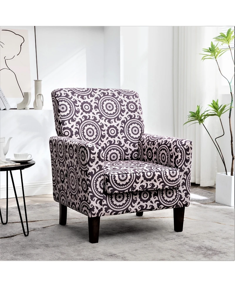 Slickblue Patterned Accent Chair with Birch Wood Frame and Foam Padded Seat