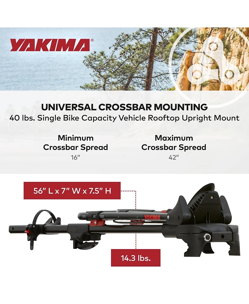 Yakima FrontLoader 1 Bike Car Rooftop Mount, Fits StreamLine Crossbar Black