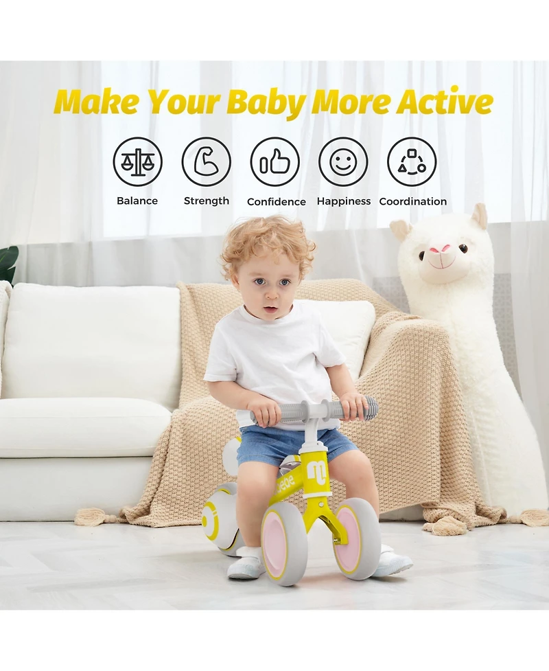 Allobebe Baby Balance Bike 3-Wheel Adjustable Seat Silent Wheels Ride-On, Ages 1-3