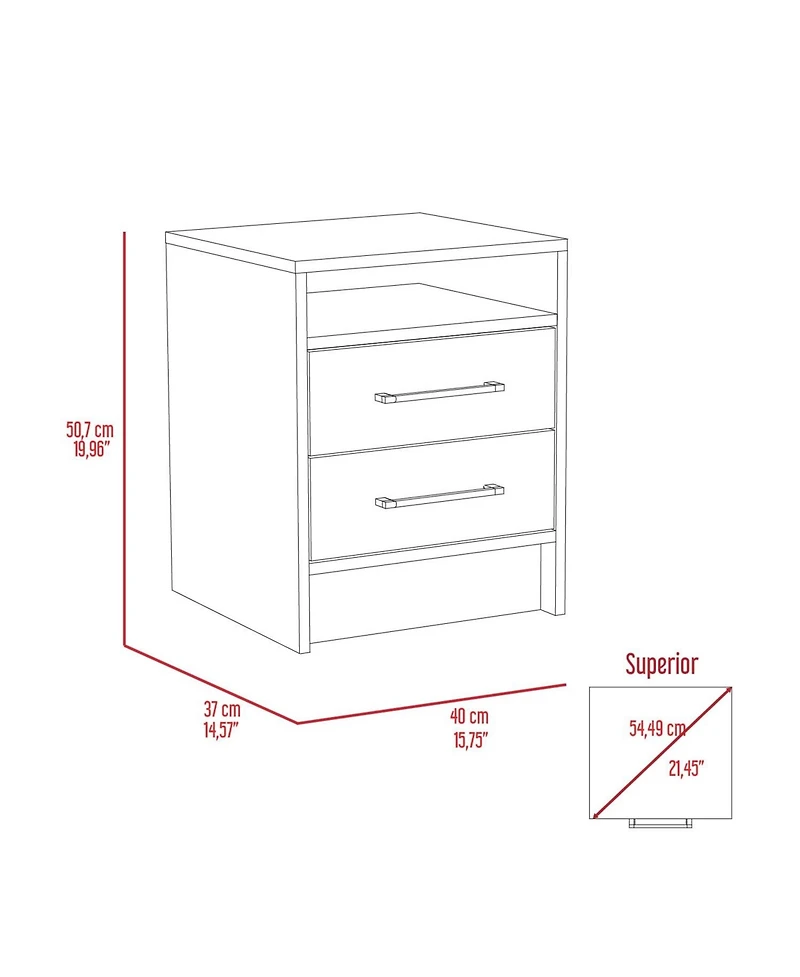Flynama and Light Oak 2-Drawer Nightstand with Shelf