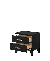 Flynama Nightstand with 2 Drawers and Wooden Tapered Legs