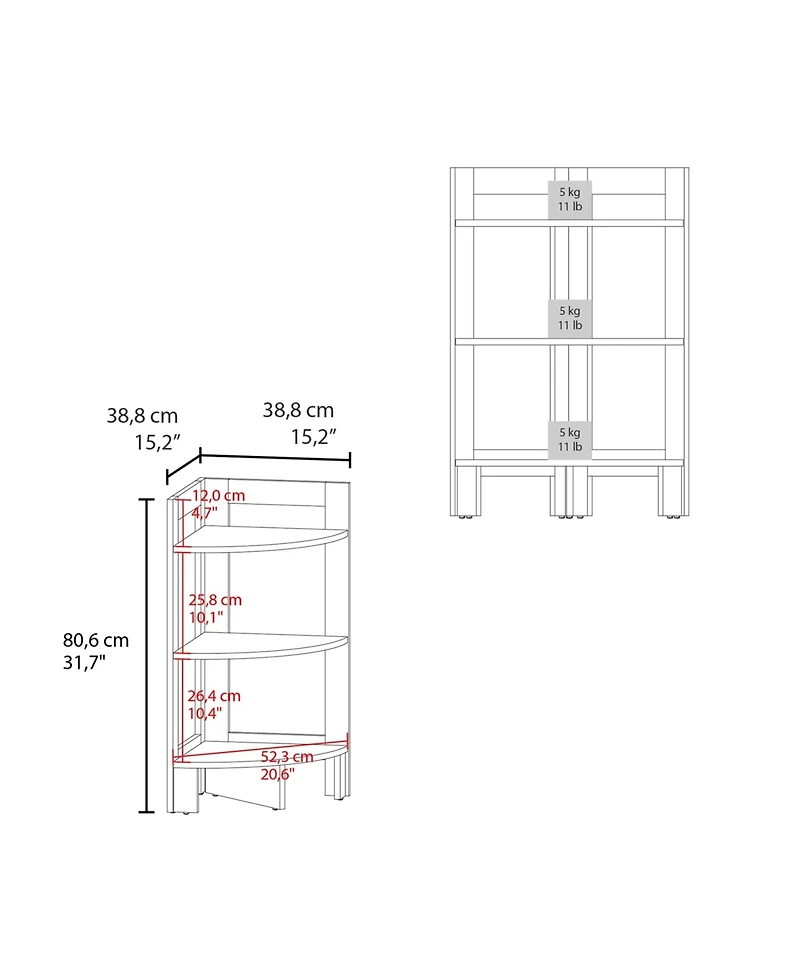 Fm Furniture Gisela Corner Shelf With Three Shelves