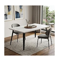 HomeRoots 63" Faux Marble and Metal Dining Table