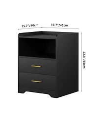 Vlsrka Modern 17.7" Nightstands Set of 2 - Drawers, Rgb Lights and Motion Sensor