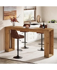 Tribesigns 63"Solid Wood Bar Table Narrow long counter height pub table Farmhouse coffee bar unit for kitchen, dining room, living room