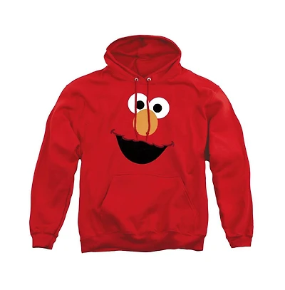 Sesame Street Men's Elmo Face Graphic Pullover Long-Sleeve Cotton-Polyester Blend Hoodie
