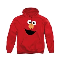 Sesame Street Men's Elmo Face Graphic Pullover Long-Sleeve Cotton-Polyester Blend Hoodie